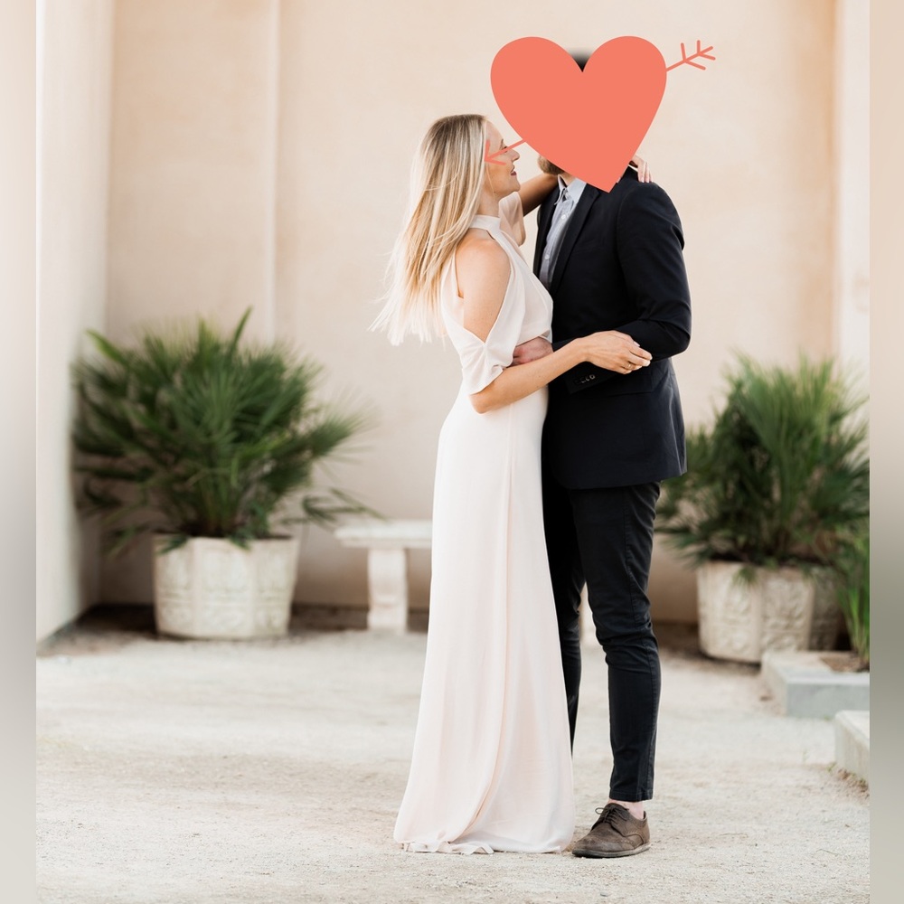 TFNC high neck maxi bridesmaid dress with fishtail - nude. US size 6
